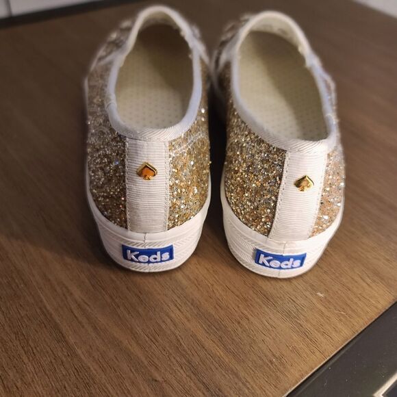 Kate Spade Glitter Double Decker Platform Gold Daisy Sneakers Size 8 NEW - Picture 7 of 9